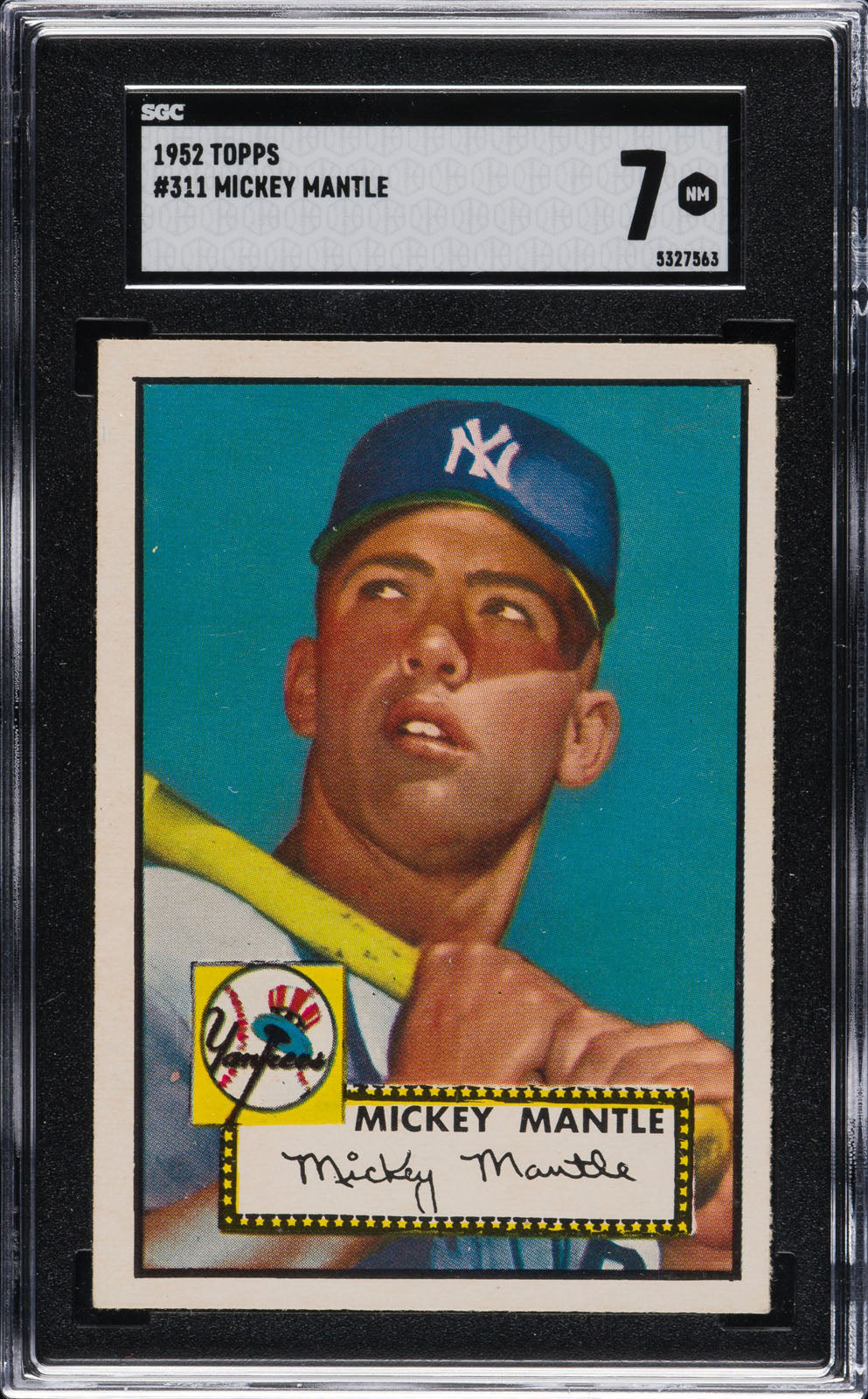 Mickey Mantle, Topps 1952 número 311, encapsulada SGC